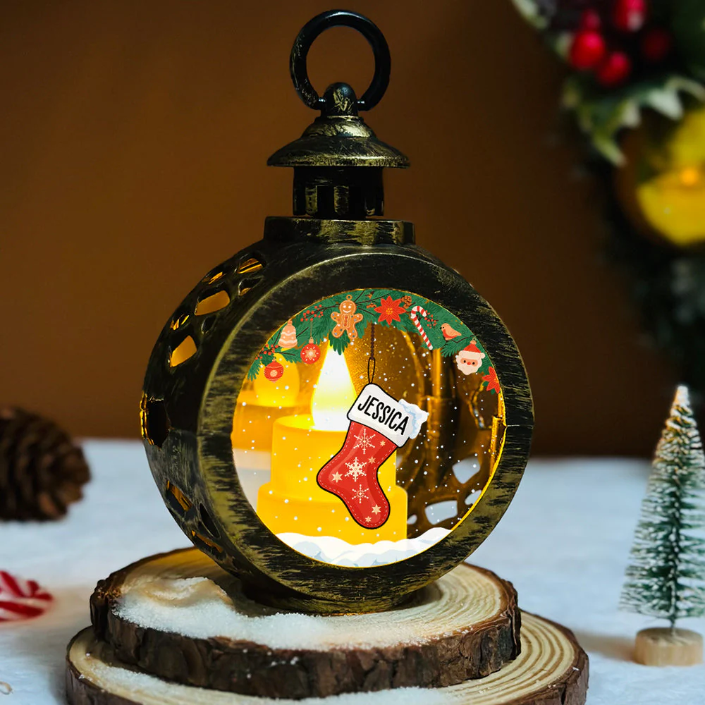 Lovely Stockings Hanging - Personalized Custom Christmas Lantern - Image 5