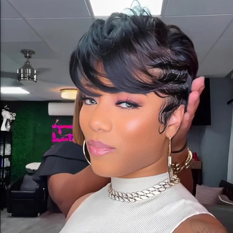 Glueless Natural Short Hair Pixie Cut Wig - Image 3