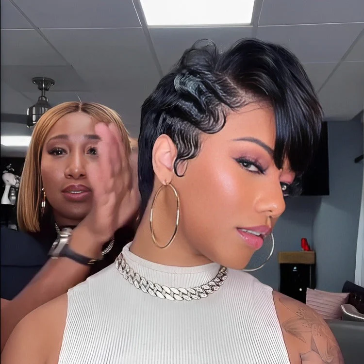 Glueless Natural Short Hair Pixie Cut Wig - Image 4